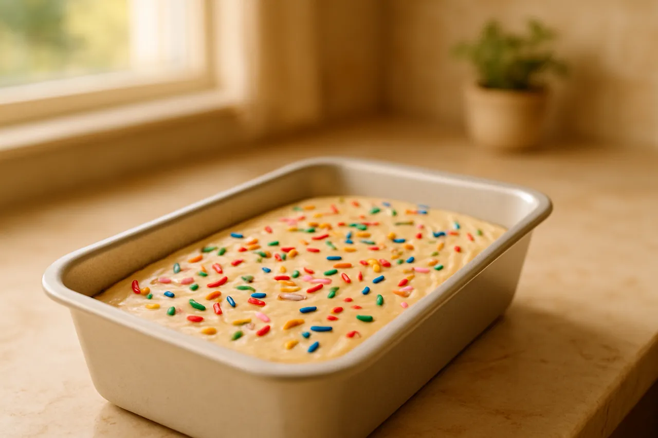 Cake Batter Doughnut Loaf with Classic Vanilla Donut Glaze